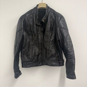 Vintage Fieldsheer Black Leather Motorcycle Jacket Made in Pakistan Armor Pads